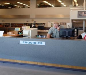 The front desk of the State Records office.