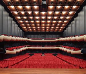 Looking from the stage of the Perth Concert Hall outward to the seats.